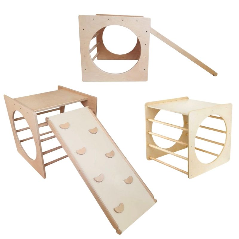 Indoor houten speeltoestel met klimrek Box Plus