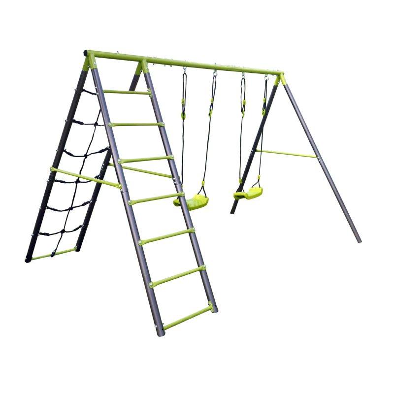 Dubbele schommelset met klimnet Deluxe